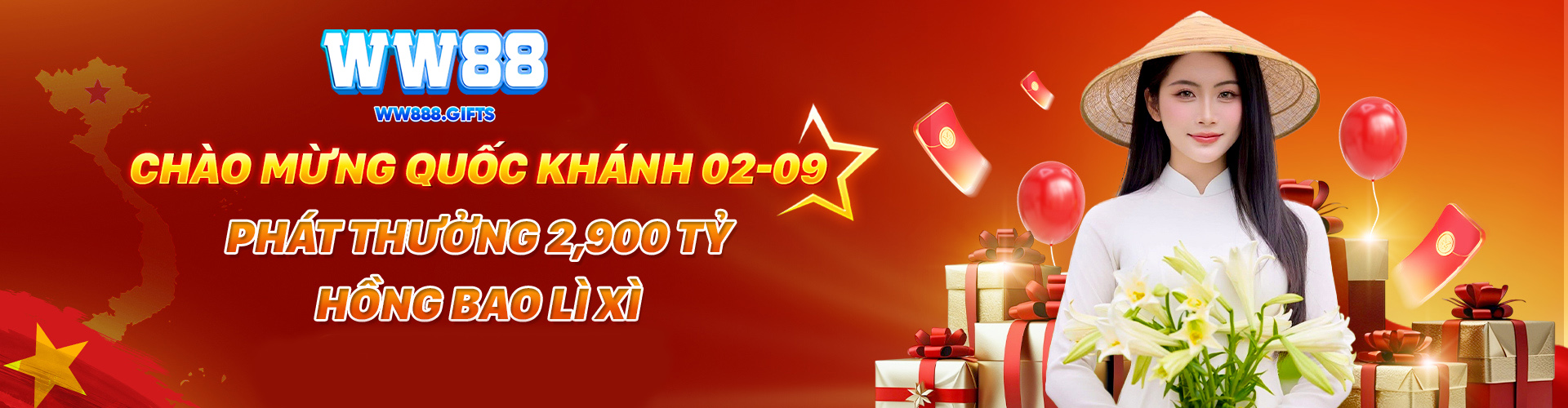 Mừng quốc khánh WW88 phát thưởng hồng bao